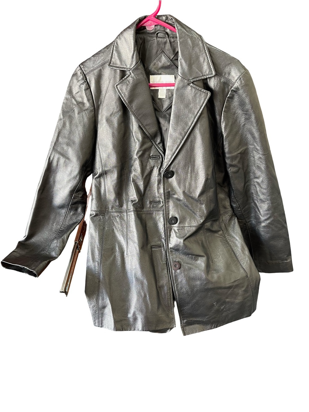 Worthington Black Leather Button-Front Jacket